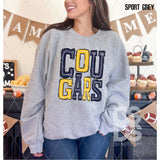 DTF Transfer - DTF006141 Sporty Mascot Cougars Navy Golden Yellow