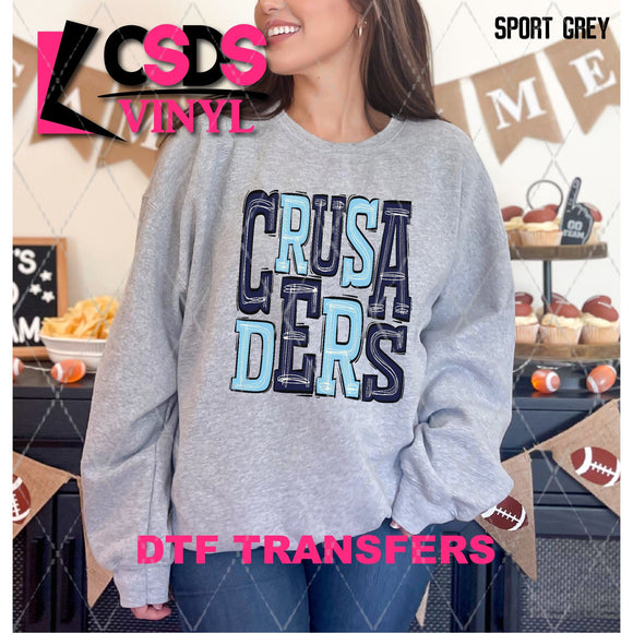 DTF Transfer - DTF006156 Sporty Mascot Crusaders Navy Light Blue