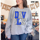 DTF Transfer - DTF006171 Sporty Mascot Devils Royal Blue White