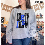 DTF Transfer - DTF006172 Sporty Mascot Devils Blue Black