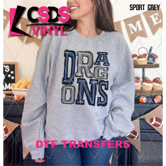 DTF Transfer - DTF006178 Sporty Mascot Dragons Navy Dark Grey