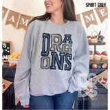 DTF Transfer - DTF006178 Sporty Mascot Dragons Navy Dark Grey