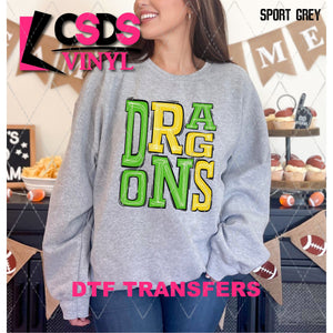 DTF Transfer - DTF006184 Sporty Mascot Dragons Green Yellow