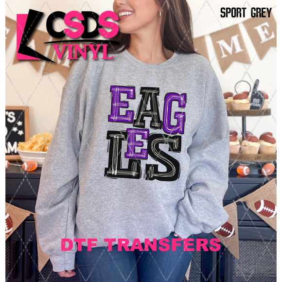 DTF Transfer - DTF006195 Sporty Mascot Eagles Purple Black