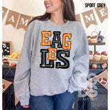 DTF Transfer - DTF006199 Sporty Mascot Eagles Black Orange