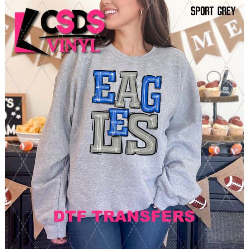 DTF Transfer - DTF006213 Sporty Mascot Eagles Med Blue and Gray