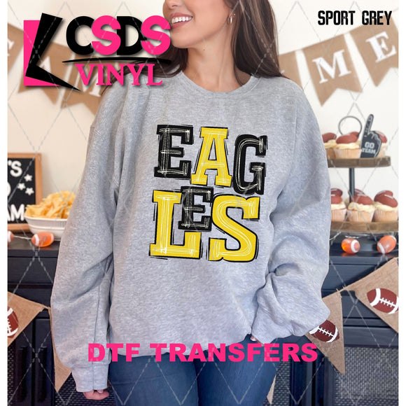 DTF Transfer - DTF006227 Sporty Mascot Eagles Black Yellow