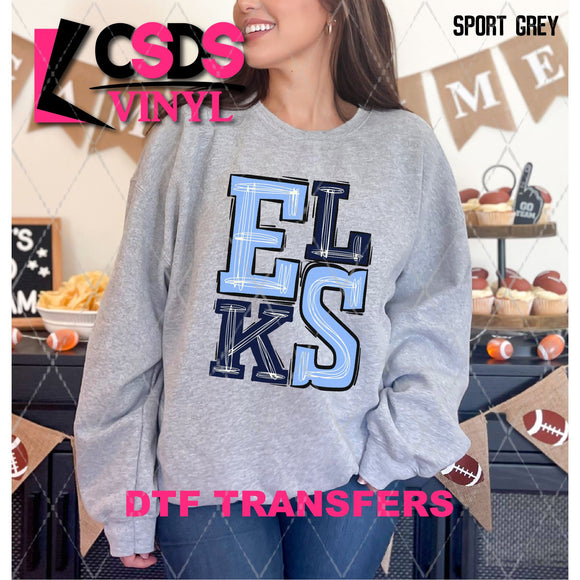 DTF Transfer - DTF006233 Sporty Mascot Elks Light Blue Navy