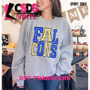 DTF Transfer - DTF006236 Sporty Mascot Falcons Blue Vegas Gold