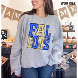 DTF Transfer - DTF006236 Sporty Mascot Falcons Blue Vegas Gold