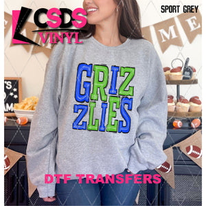 DTF Transfer - DTF006276 Sporty Mascot Grizzlies Blue Green