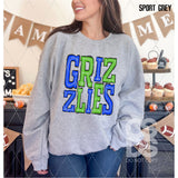 DTF Transfer - DTF006276 Sporty Mascot Grizzlies Blue Green