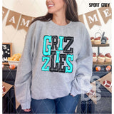 DTF Transfer - DTF006277 Sporty Mascot Grizzlies Turquoise Black