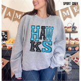 DTF Transfer - DTF006282 Sporty Mascot Hawks Blue Navy