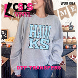 DTF Transfer - DTF006283 Sporty Mascot Hawks Solid Light Blue