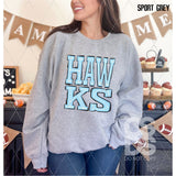 DTF Transfer - DTF006283 Sporty Mascot Hawks Solid Light Blue