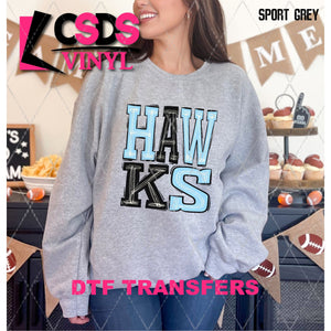 DTF Transfer - DTF006284 Sporty Mascot Hawks Light Blue Black