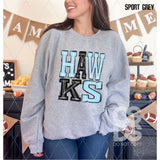 DTF Transfer - DTF006284 Sporty Mascot Hawks Light Blue Black