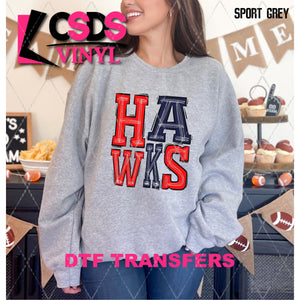 DTF Transfer - DTF006286 Sporty Mascot Hawks Red Navy