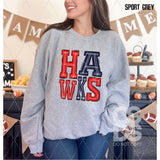 DTF Transfer - DTF006286 Sporty Mascot Hawks Red Navy