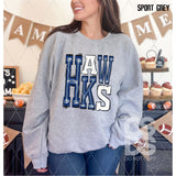 DTF Transfer - DTF006293 Sporty Mascot Hawks Dark Blue White