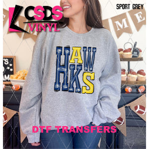 DTF Transfer - DTF006294 Sporty Mascot Hawks Dark Blue Yellow