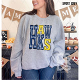 DTF Transfer - DTF006294 Sporty Mascot Hawks Dark Blue Yellow