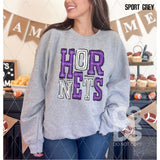 DTF Transfer - DTF006298 Sporty Mascot Hornets Purple White