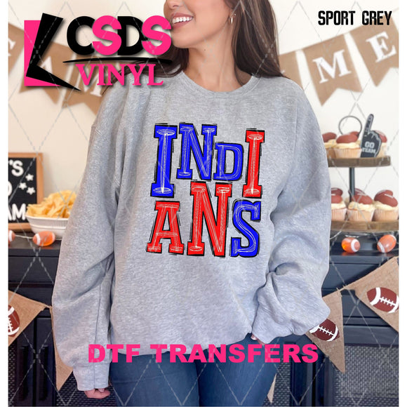 DTF Transfer - DTF006330 Sporty Mascot Indians Blue Red