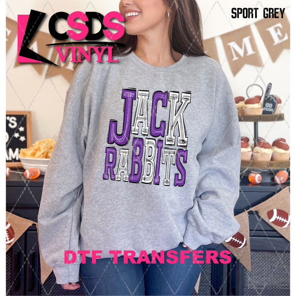 DTF Transfer - DTF006350 Sporty Mascot Jackrabbits Purple White