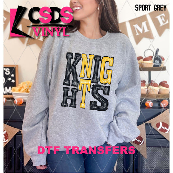 DTF Transfer - DTF006360 Sporty Mascot Knights Black Golden Yellow