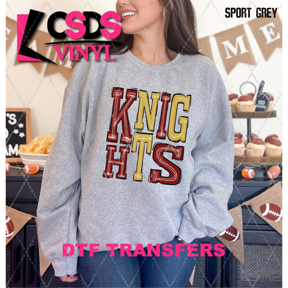 DTF Transfer - DTF006361 Sporty Mascot Knights Cardinal Gold