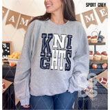 DTF Transfer - DTF006367 Sporty Mascot Knights Navy White