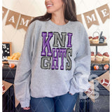 DTF Transfer - DTF006369 Sporty Mascot Knights Purple Gray