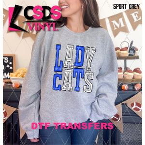 DTF Transfer - DTF006376 Sporty Mascot Lady Cats Royal Blue White