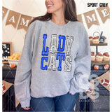 DTF Transfer - DTF006376 Sporty Mascot Lady Cats Royal Blue White