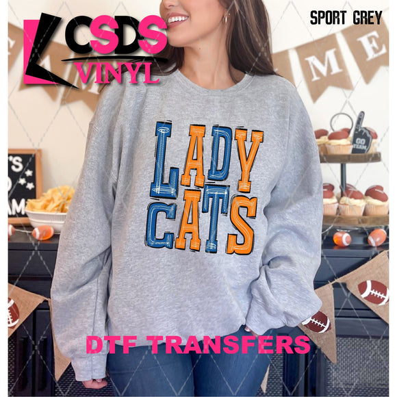 DTF Transfer - DTF006377 Sporty Mascot Lady Cats Blue Orange