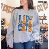 DTF Transfer - DTF006377 Sporty Mascot Lady Cats Blue Orange