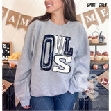 DTF Transfer - DTF006456 Sporty Mascot Owls Navy White