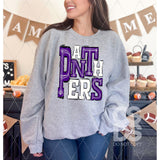 DTF Transfer - DTF006475 Sporty Mascot Panthers Purple White