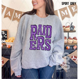 DTF Transfer - DTF006514 Sporty Mascot Raiders Solid Purple