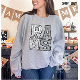 DTF Transfer - DTF006521 Sporty Mascot Rams White Gray