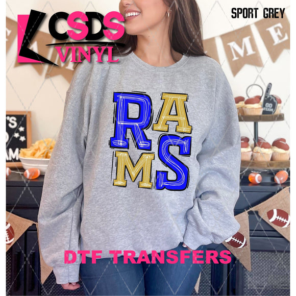 DTF Transfer - DTF006523 Sporty Mascot Rams Royal Blue Gold