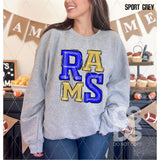 DTF Transfer - DTF006523 Sporty Mascot Rams Royal Blue Gold