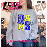 DTF Transfer - DTF006524 Sporty Mascot Rams Royal Blue Yellow