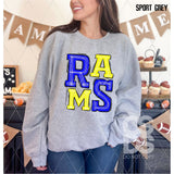 DTF Transfer - DTF006524 Sporty Mascot Rams Royal Blue Yellow