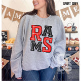 DTF Transfer - DTF006527 Sporty Mascot Rams Black Red