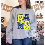 DTF Transfer - DTF006530 Sporty Mascot Rams Yellow Navy