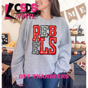 DTF Transfer - DTF006548 Sporty Mascot Rebels Red Silver Gray