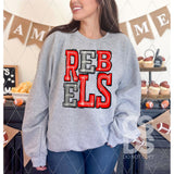 DTF Transfer - DTF006548 Sporty Mascot Rebels Red Silver Gray